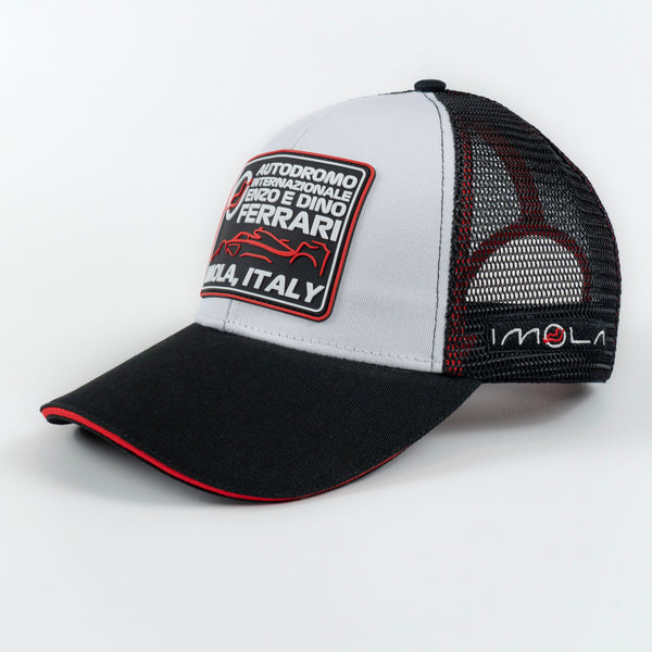 Imola Circuit Logo Rubber Patch Unisex White and Black Hat