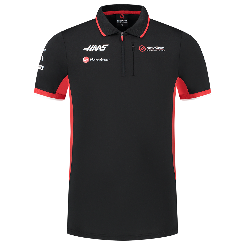 Haas F1 Team Mens Fitted Black Polo