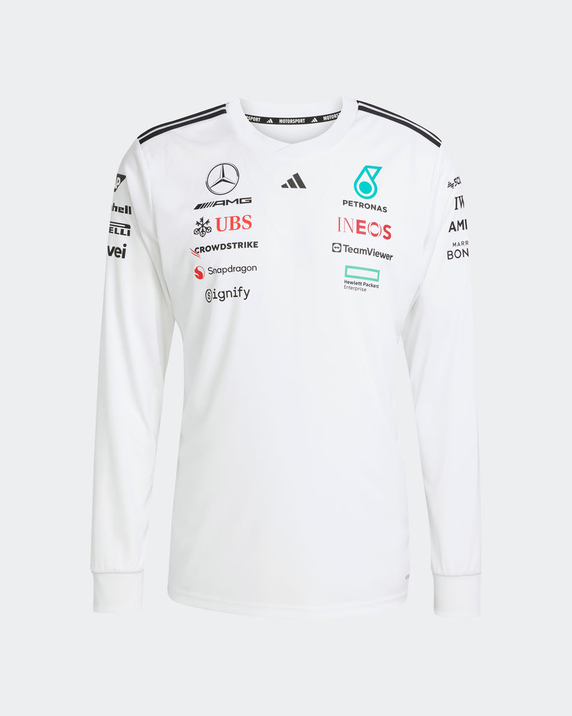 Mercedes AMG Petronas F1 Team x Adidas Mens 2025 Team Long Sleeve Driver Tee White