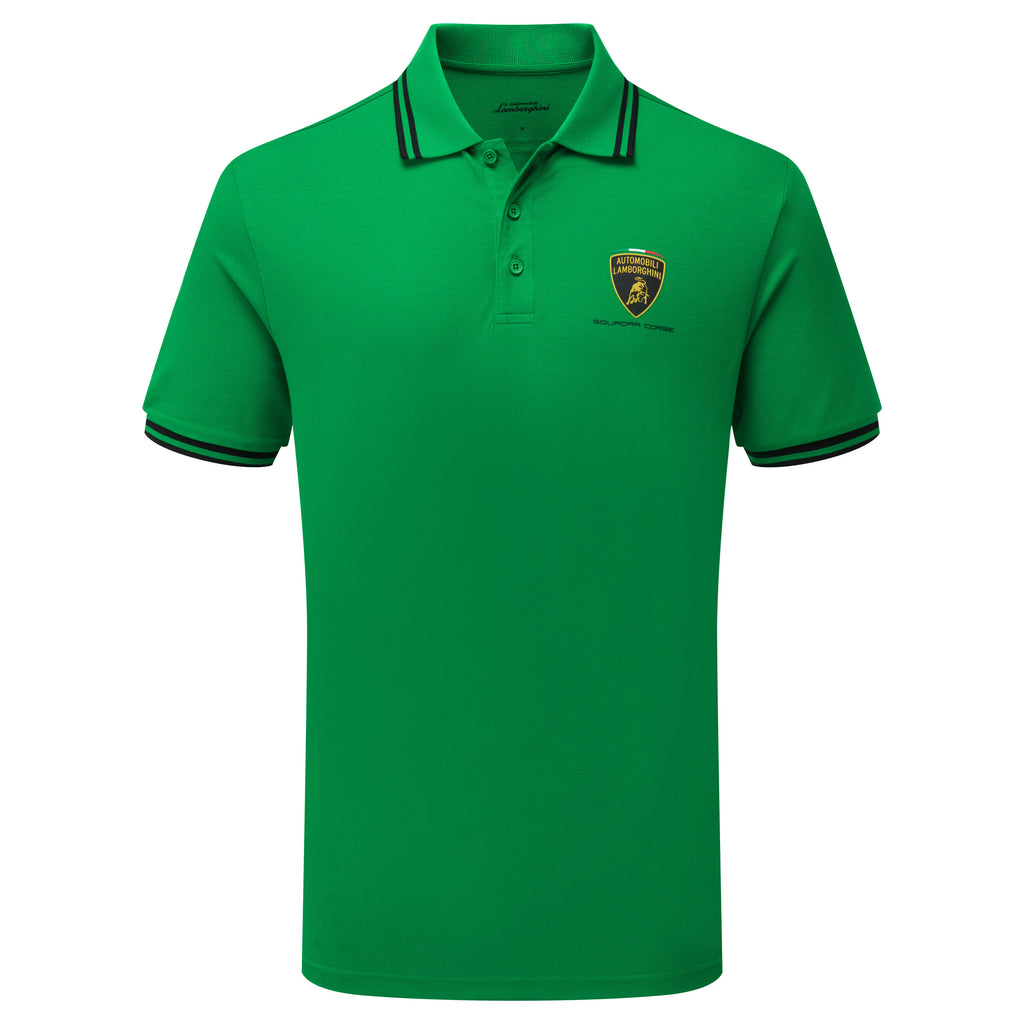 Automobili Lamborghini Squadra Corse Men's Green Travel Polo Shirt