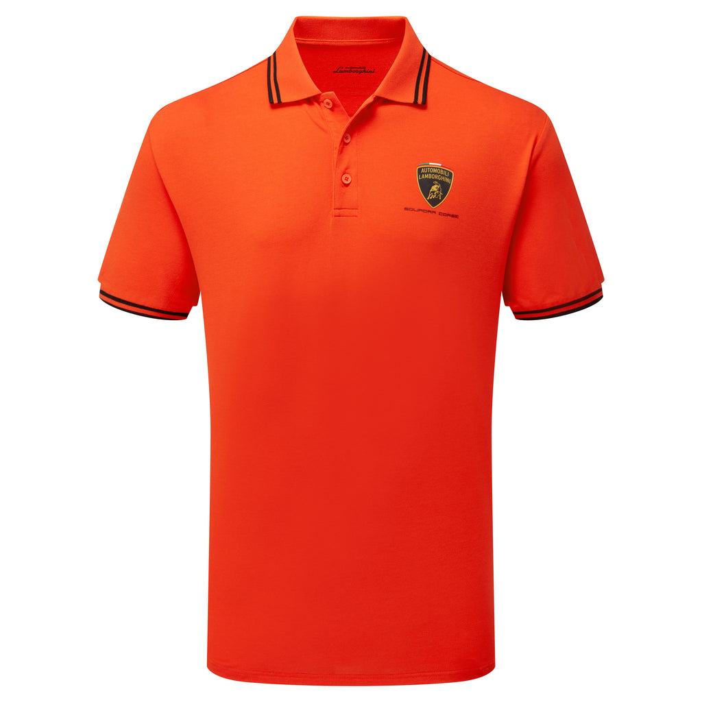 Automobili Lamborghini Squadra Corse Men's Orange Travel Polo Shirt