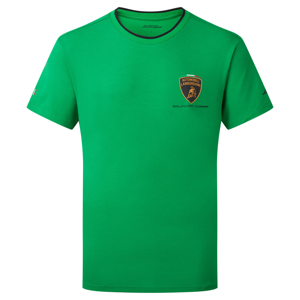 Automobili Lamborghini Squadra Corse Mens Travel Green T-Shirt