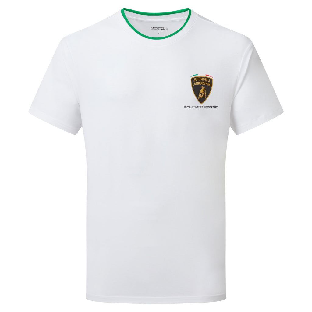 Automobili Lamborghini Squadra Corse Mens Travel White T-Shirt