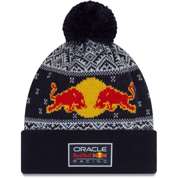 Red Bull Racing F1 New Era Unisex Xmas Bobble Navy Beanie