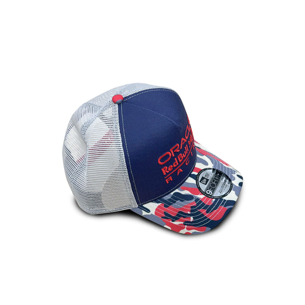 Red Bull Racing F1 Team New Era Blue and White Trucker Hat with Camo Visor