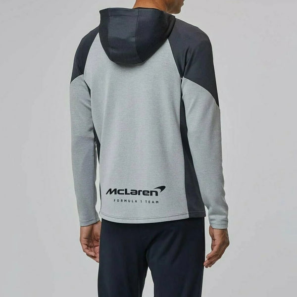 McLaren F1 Official Team Mens Full Zip Grey and Papaya Hoodie