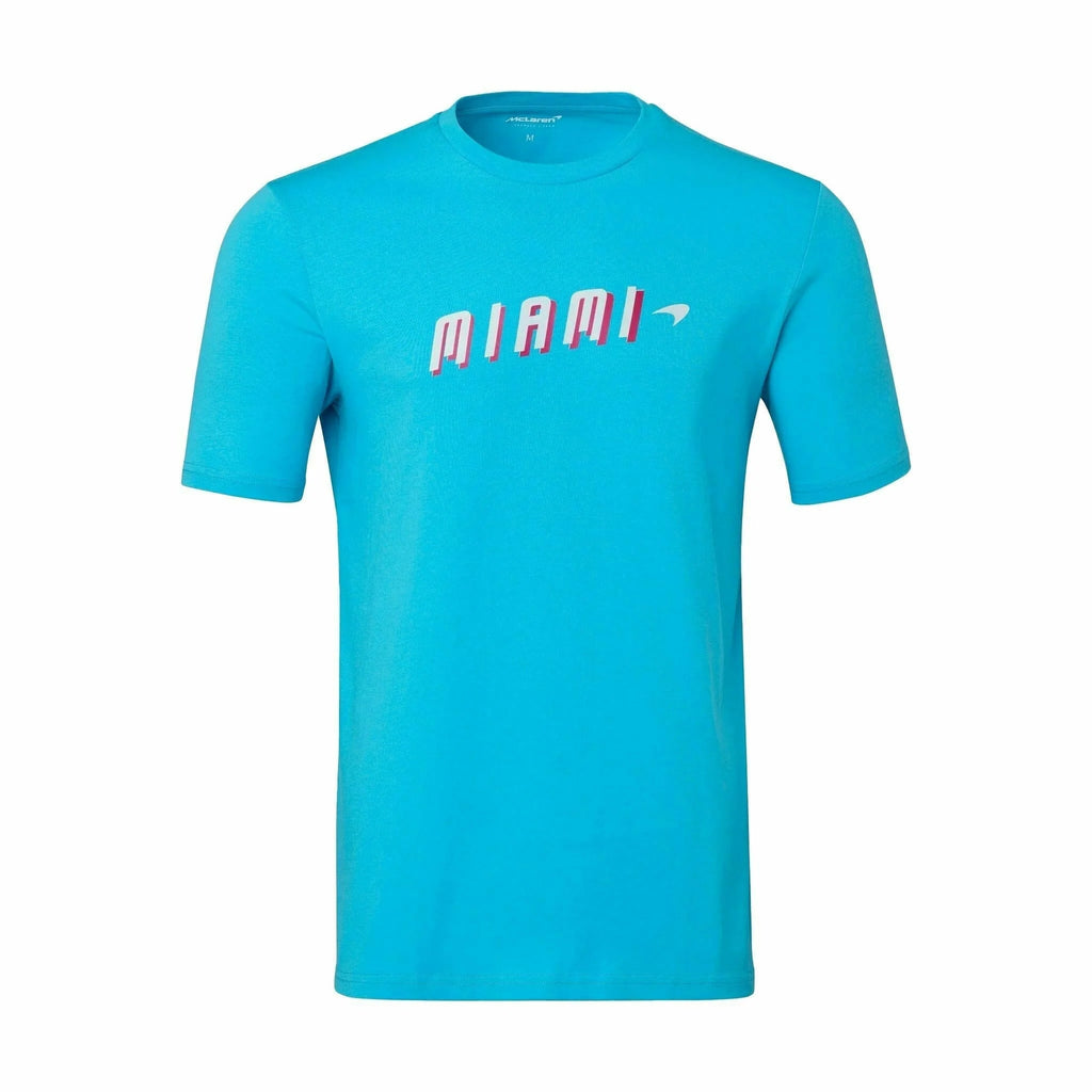 McLaren F1 Womens Miami Neon Graphic Vice Blue T-Shirt