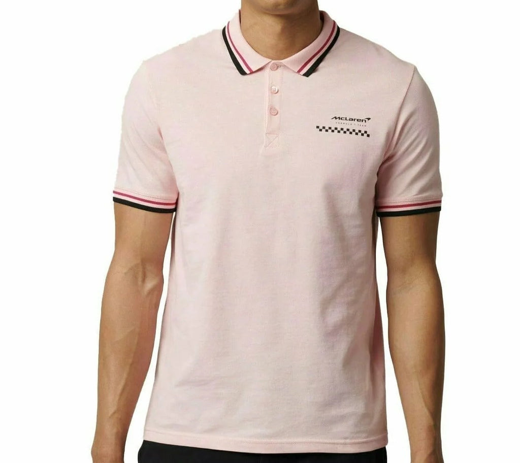 McLaren F1 Mens Miami Graphic Crystal Rose Polo Shirt