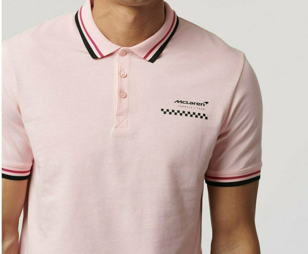 McLaren F1 Mens Miami Graphic Crystal Rose Polo Shirt