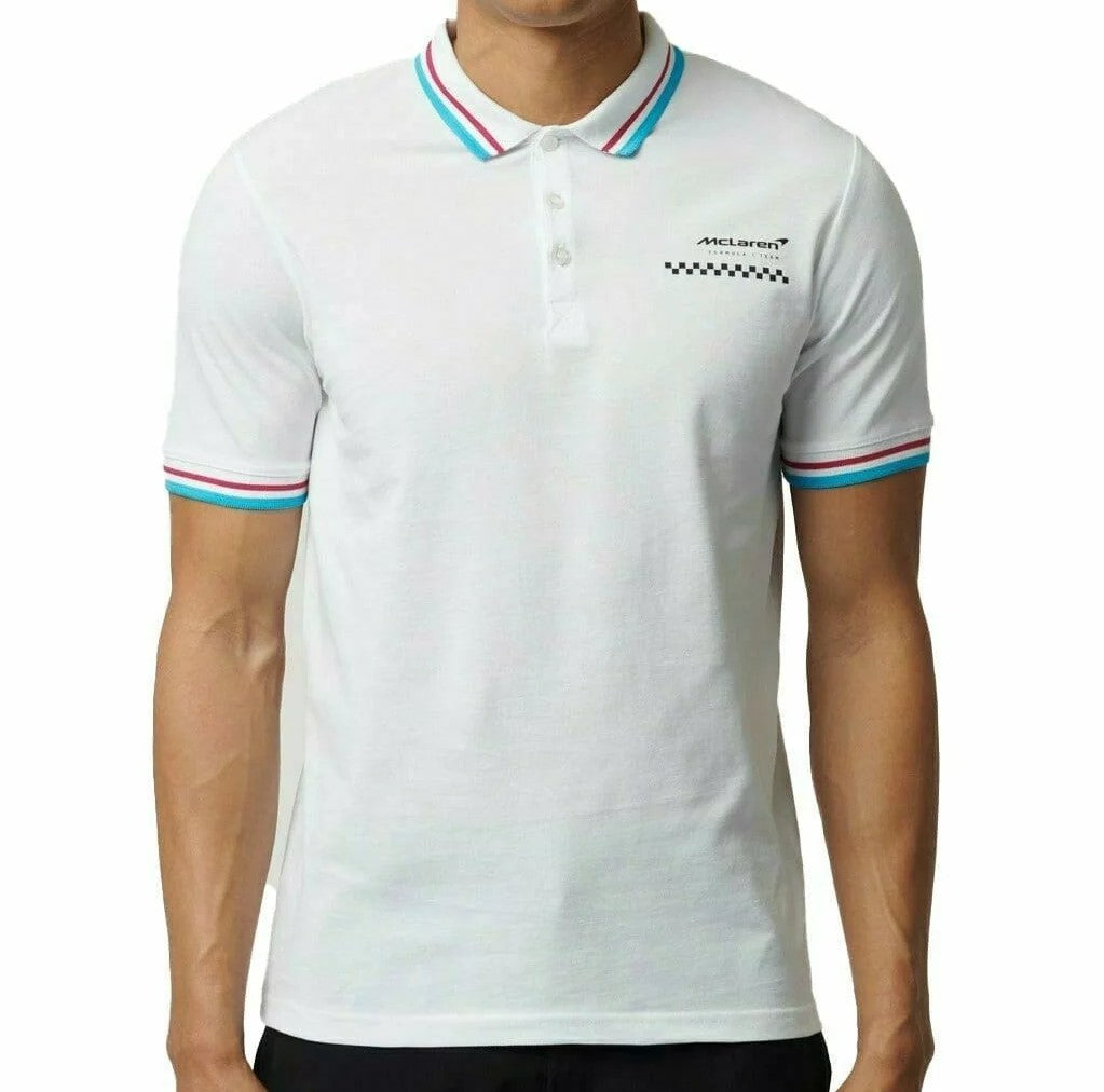 McLaren F1 Mens Miami Graphic White Polo Shirt