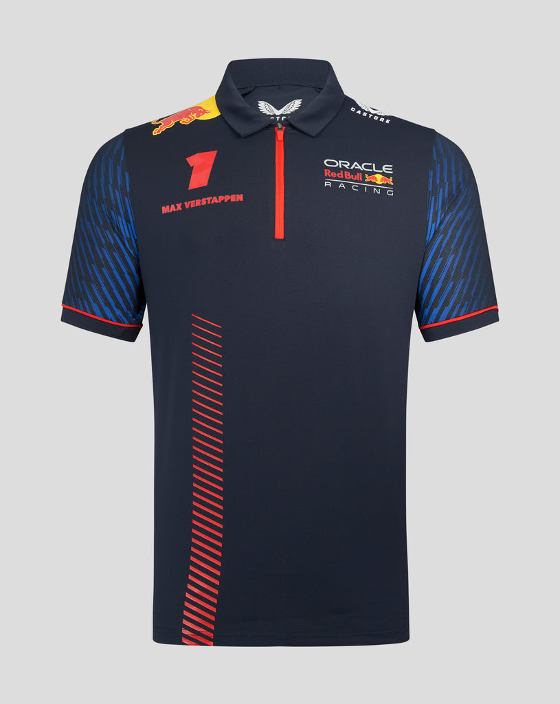 Oracle Red Bull Racing F1 Driver Max Verstappen Mens Short Sleeve Polo Night Sky Blue Shirt