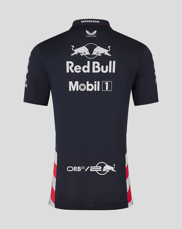 Red Bull Racing F1 Team Mens Short Sleeve America Race Night Sky Blue Polo Shirt