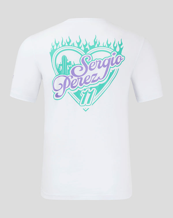 Red Racing F1 Team Unisex Driver Sergio Perez Mexico Special Edition Brilliant White T-shirt 2024