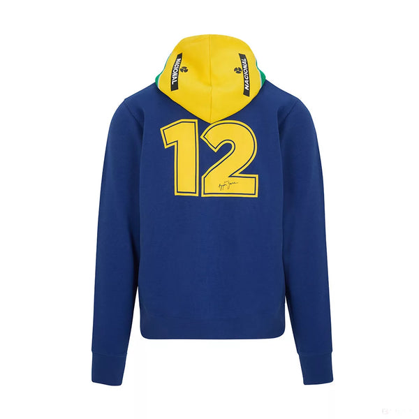 Ayrton Senna F1 Sweat à capuche à rayures pour homme Fanwear Bleu marine