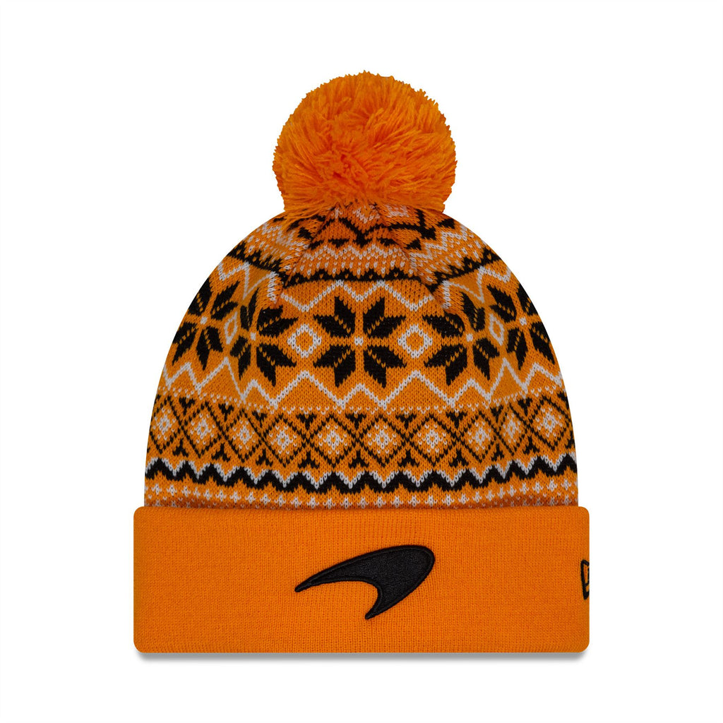 McLaren F1 Unisex Xmas Cuff Bobble Papaya Beanie Hat