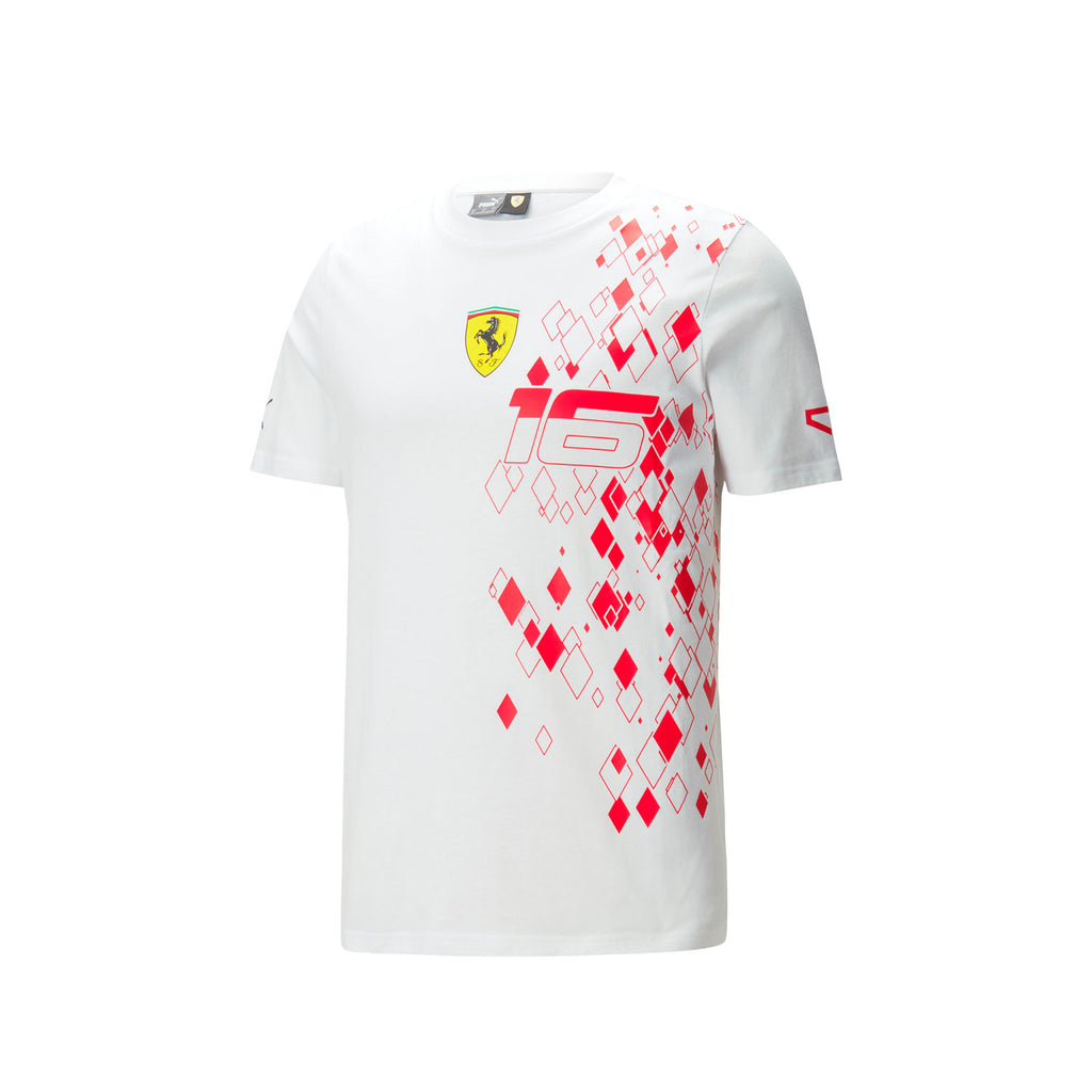 Scuderia Ferrari F1 Driver Charles Leclerc Mens Monaco GP White T