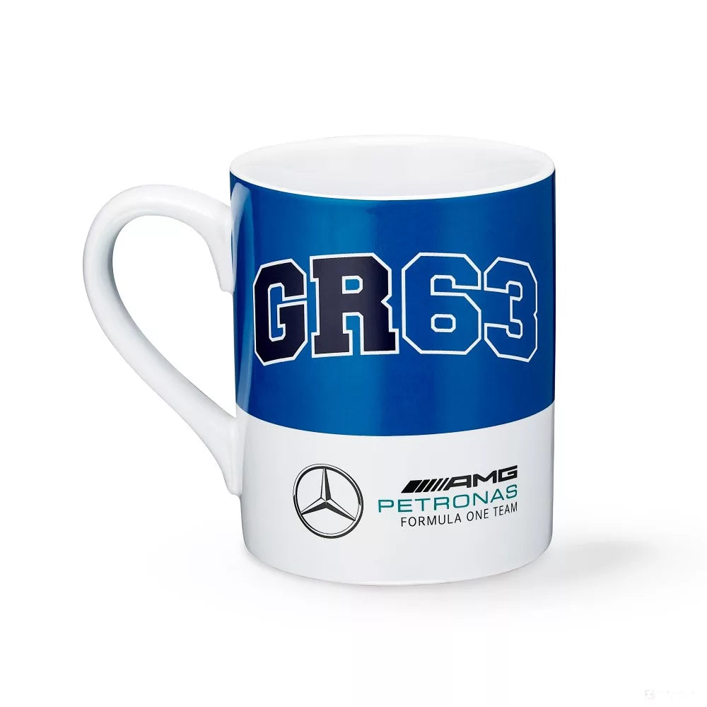 Tasse bleue de George Russell de pilote de F1 de Mercedes AMG Petronas