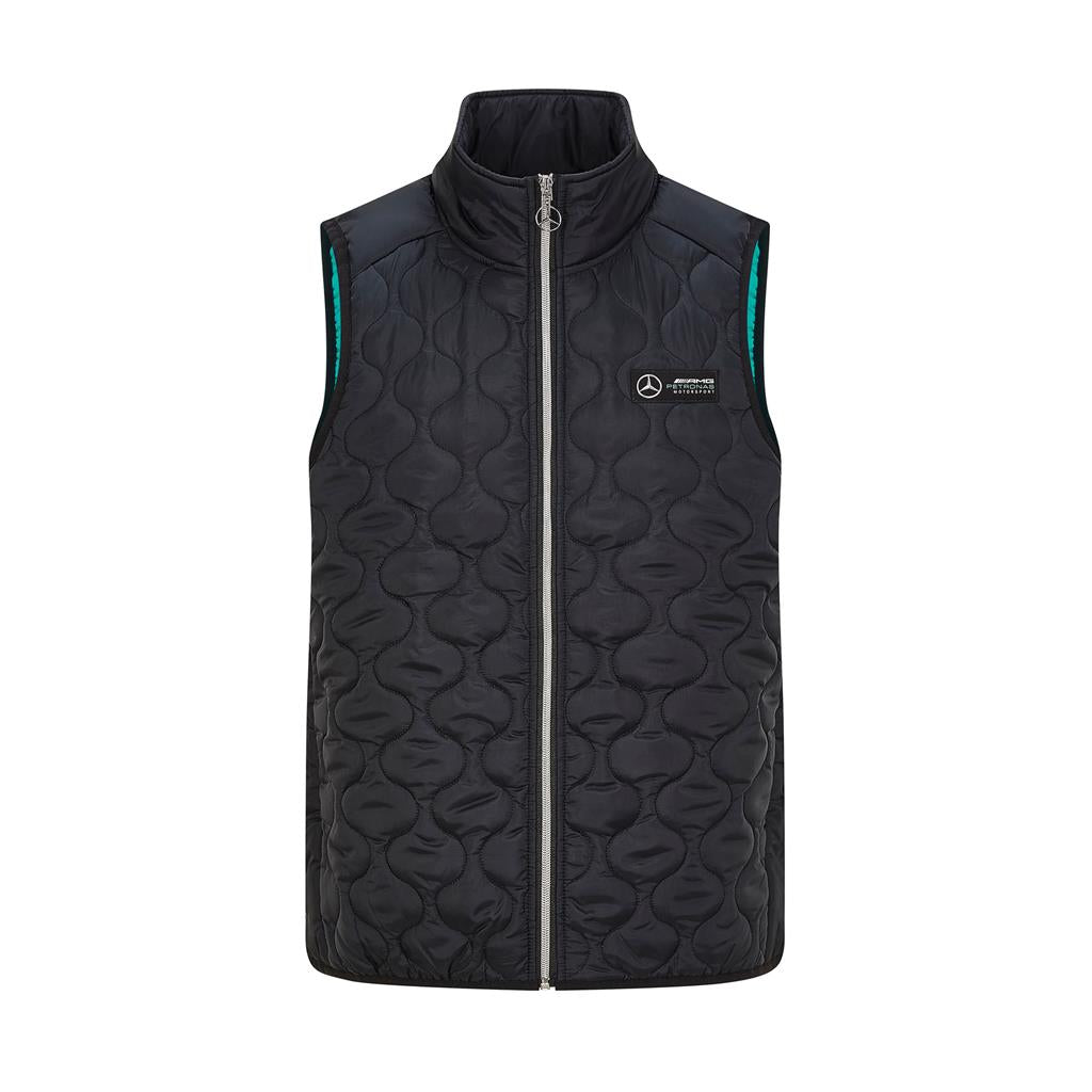 Mercedes AMG Petronas F1 Team Mens Classic Padded Black Gilet