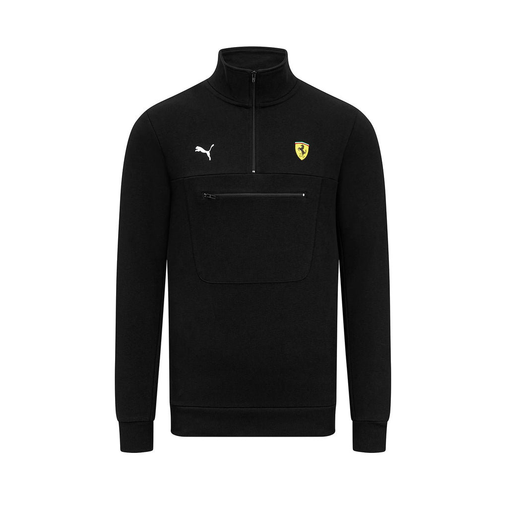Scuderia Ferrari F1 Team Mens Quarter Zip Black Sweater