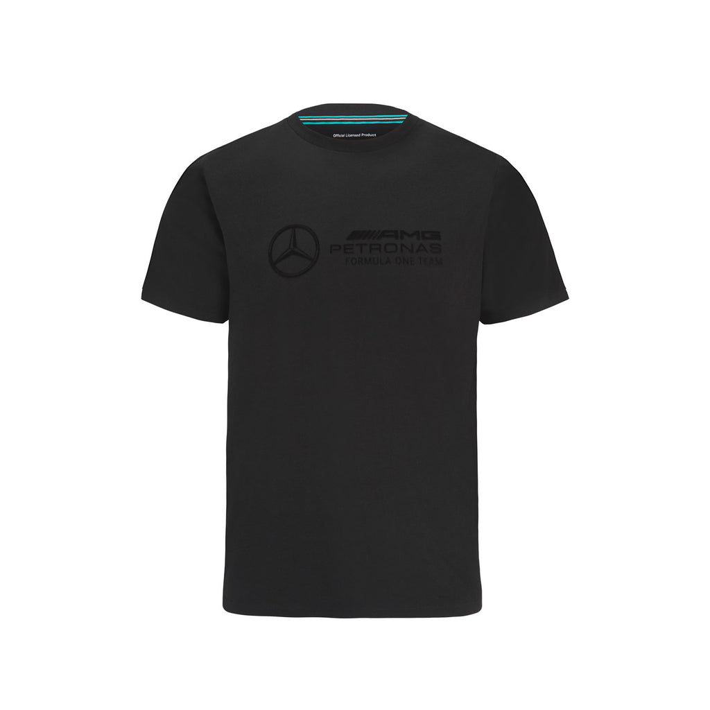 Mercedes AMG Petronas F1 Unisex Stealth Large Logo Black T-Shirt