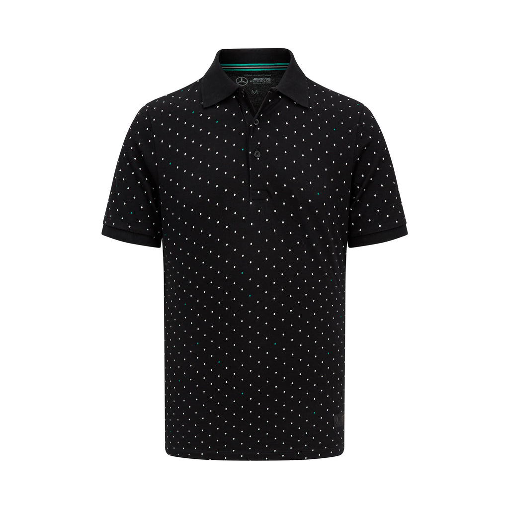 Mercedes AMG Petronas F1 Mens Polka Dot black Polo