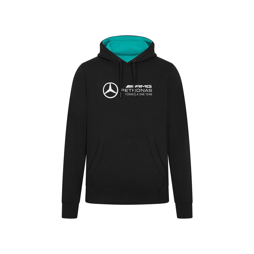 Mercedes AMG Petronas F1 Mens Logo Black Hoodie 2024